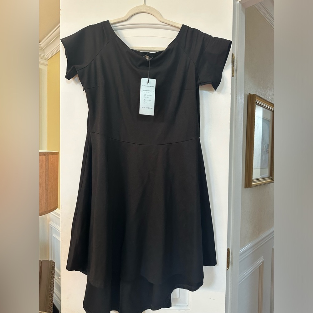 Black Midi High Low Dress Size XXL with side zipper